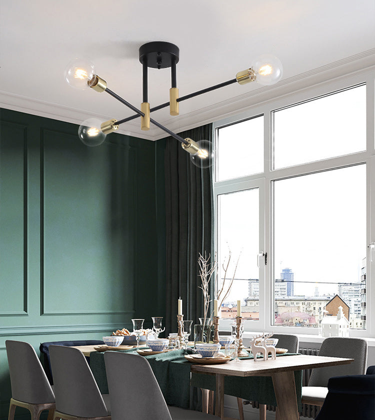 Sputnik Metal Semi Flush Ceiling Lights Modern Living Room Semi Flush Mount Light Fixture