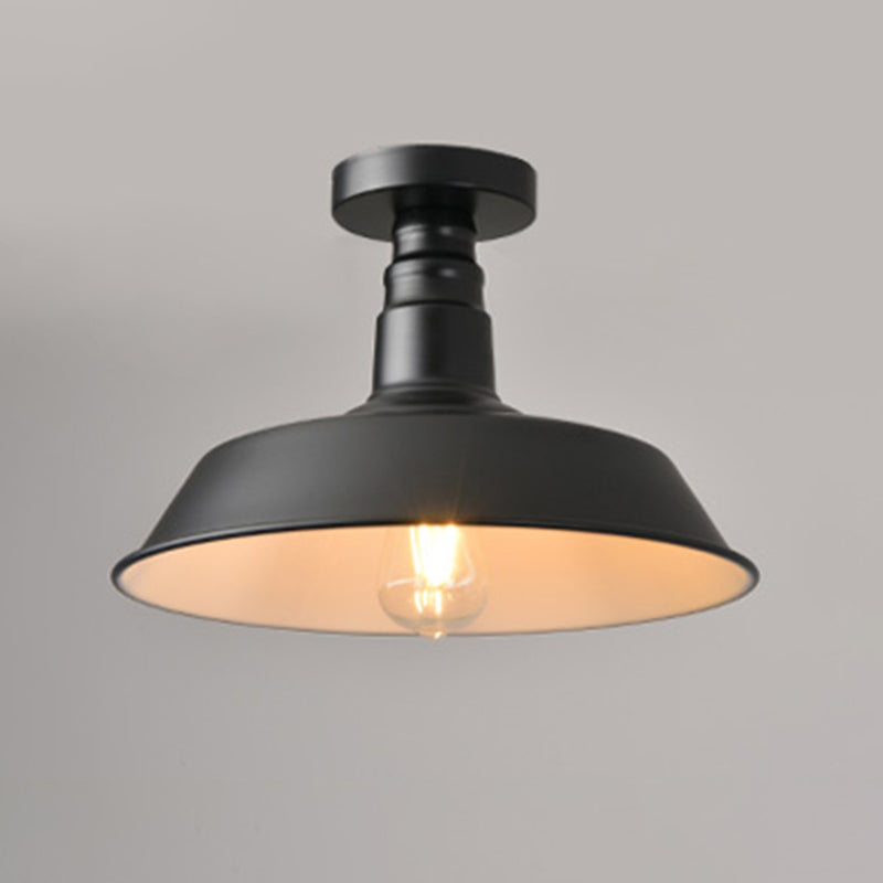 Black Antique Flush Mount Ceiling Light 1-Light Warehouse Semi-Flush Mount Ceiling Fixture