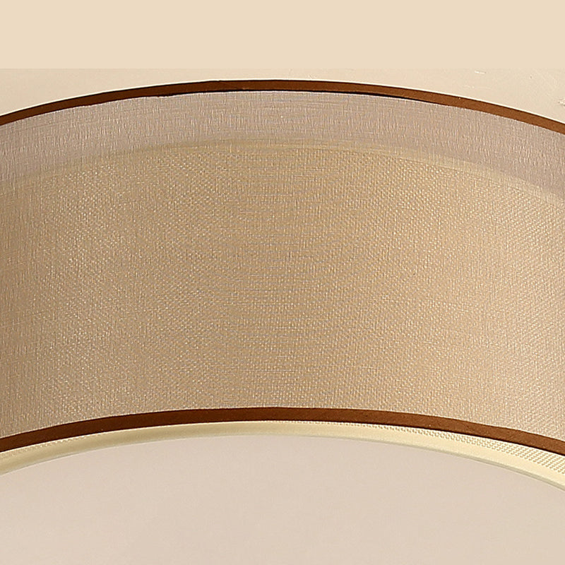 Wrought Iron Ceiling Light in Traditional Classic Style Geometric Indoor Flush Mount with Flax Fabric Shade