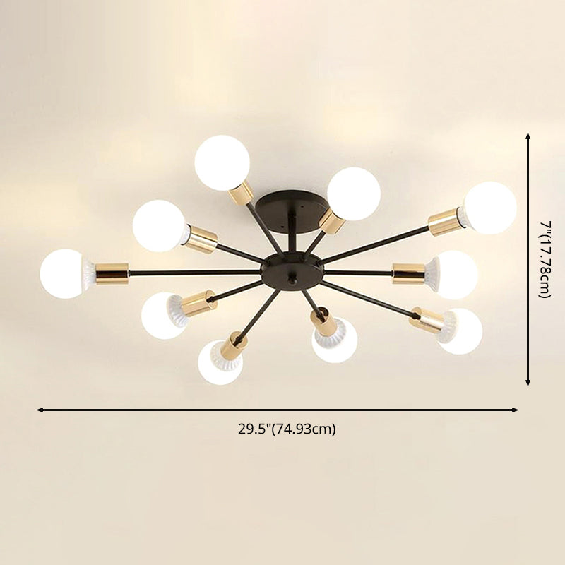 New Modern Wrought Iron Flush Light Sputnik Semi Flush Ceiling Light Fixtures