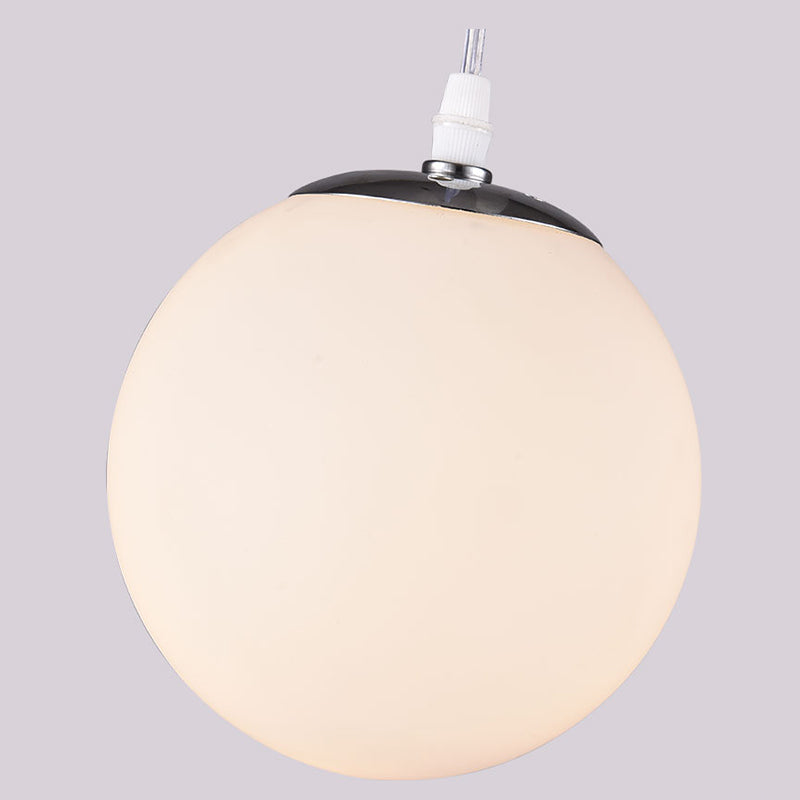 Chrome Finish Spherical Hanging Light Minimalist 1 Head White Glass Pendant for Dinner