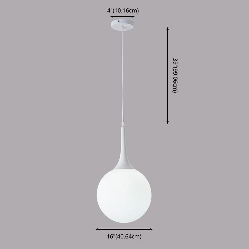 Pendre suspension en forme de larme blanche Simplicité 1 ampoule Verre d'opale Lumière suspendue