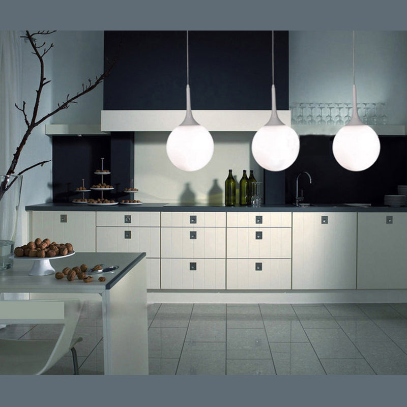 Pendre suspension en forme de larme blanche Simplicité 1 ampoule Verre d'opale Lumière suspendue