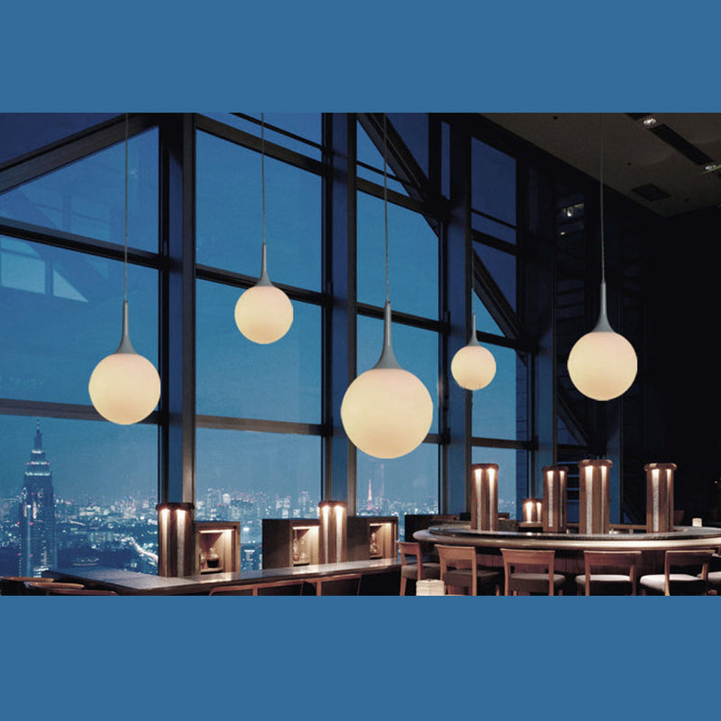 Pendre suspension en forme de larme blanche Simplicité 1 ampoule Verre d'opale Lumière suspendue