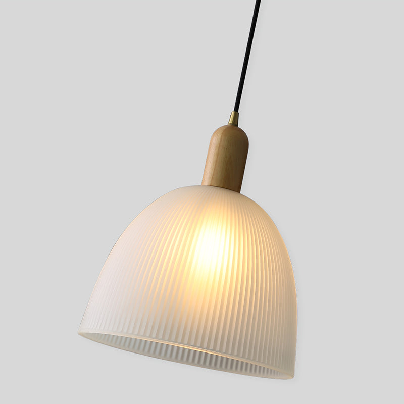 Lampada a sospensione a filo a forma di legno a forma di ciondolo a costine di sospensione in vetro smerigliato per ristorante