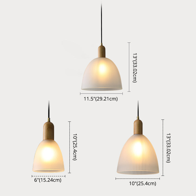 Lampada a sospensione a filo a forma di legno a forma di ciondolo a costine di sospensione in vetro smerigliato per ristorante