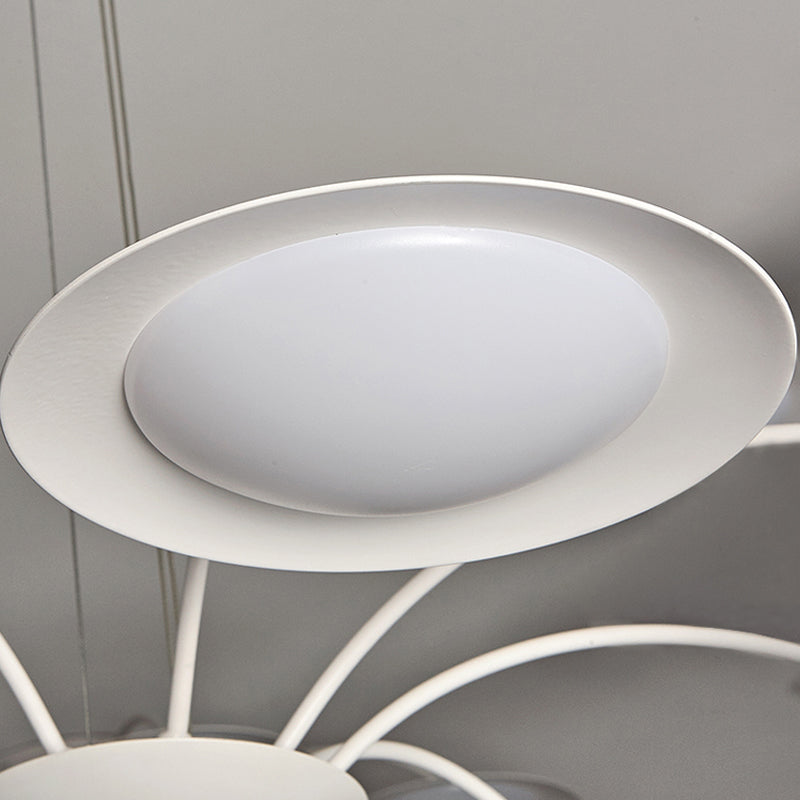 Disque lustre luminaire de style simple métal 8 têtes kit d'éclairage suspendu blanc pour le salon