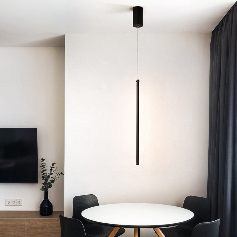 Röhrenförmige Anhänger Leuchte minimalistische Metall Black LED Hanging Deckenleuchte, warmes/weißes Licht