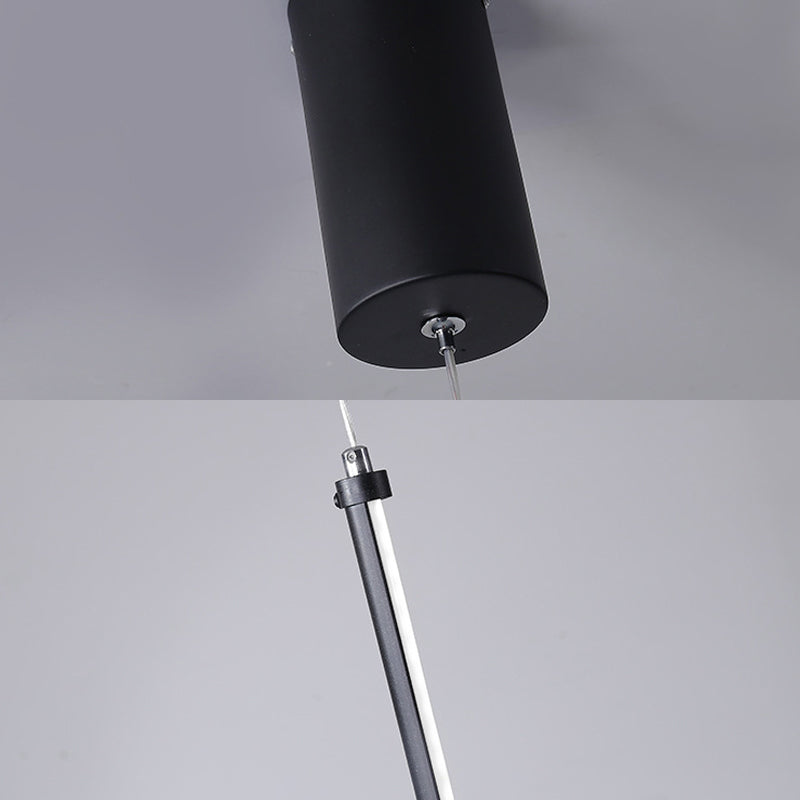 Röhrenförmige Anhänger Leuchte minimalistische Metall Black LED Hanging Deckenleuchte, warmes/weißes Licht