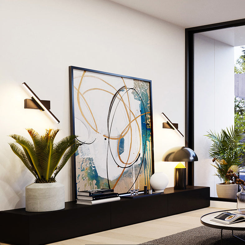 Moderne minimalistische stijl lineaire wandgemonteerde verlichtingsbeveiliging metaal 1 lichte wandwanden voor slaapkamer