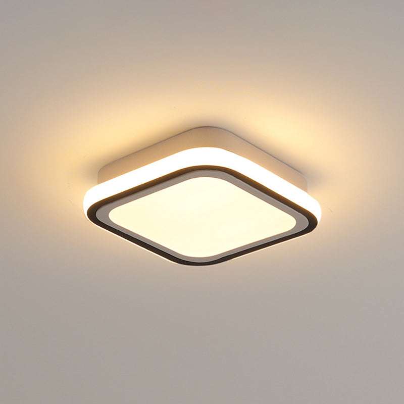 LED-gangplafondinbouwlamp Minimalistisch zwart inbouwlichtarmatuur met ronde/vierkante metalen kap in wit/3 kleurenlicht