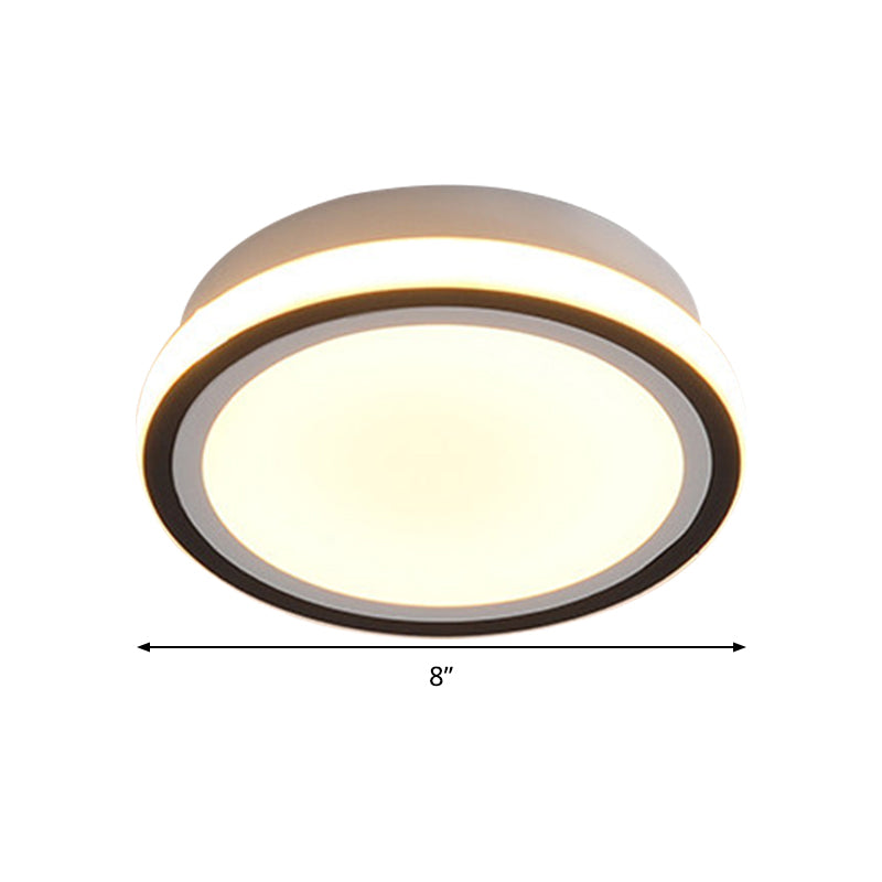 Plafonnier LED pour couloir, luminaire minimaliste noir, avec abat-jour rond/carré en métal, lumière blanche/3 couleurs