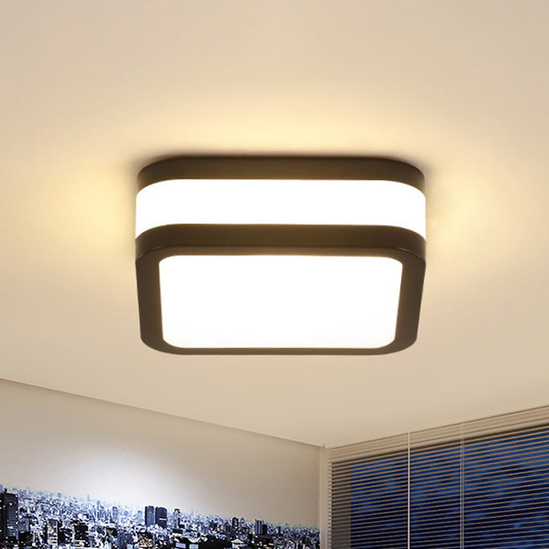 Black/White Cuboid Flush Ceiling Light Simple Style Acrylic LED Ceiling Lamp in Warm/White Light