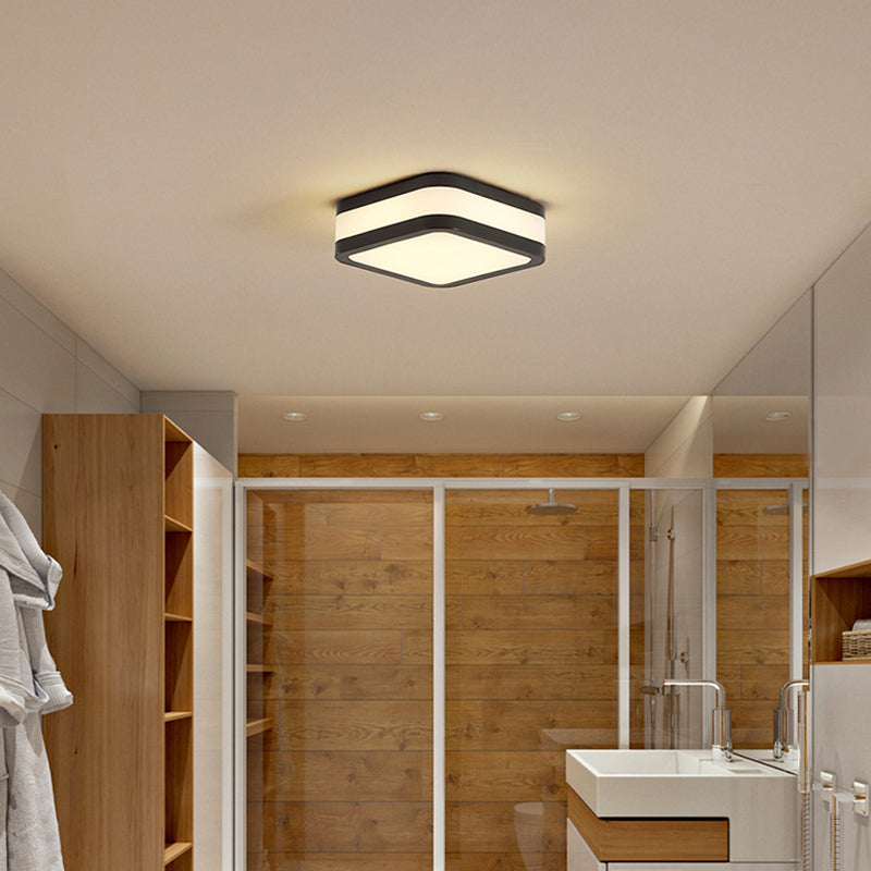 Black/White Cuboid Flush Ceiling Light Simple Style Acrylic LED Ceiling Lamp in Warm/White Light