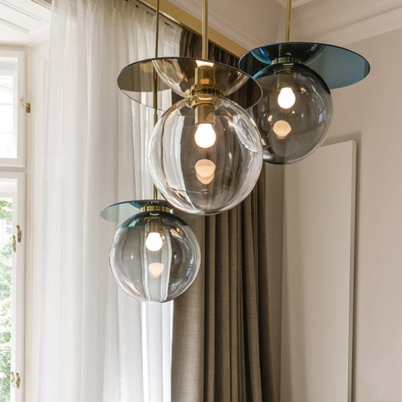 Global Shade Pendant Light Novelty Nordic Glass 1-Light Dining Room Suspension Light