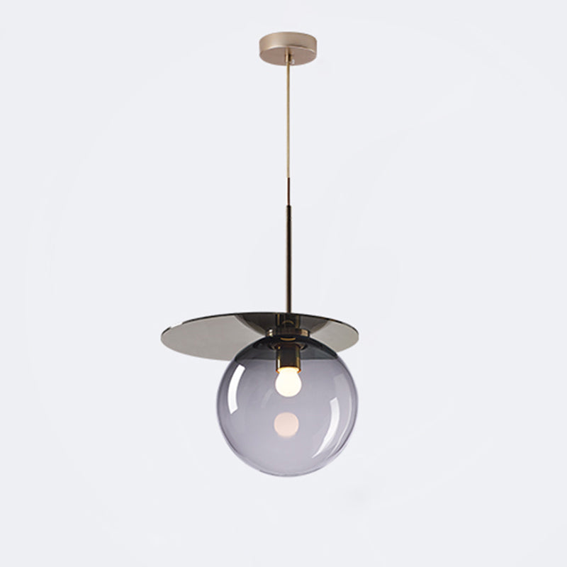 Global Shade Pendant Light Novelty Nordic Glass 1-Light Dining Room Suspension Light