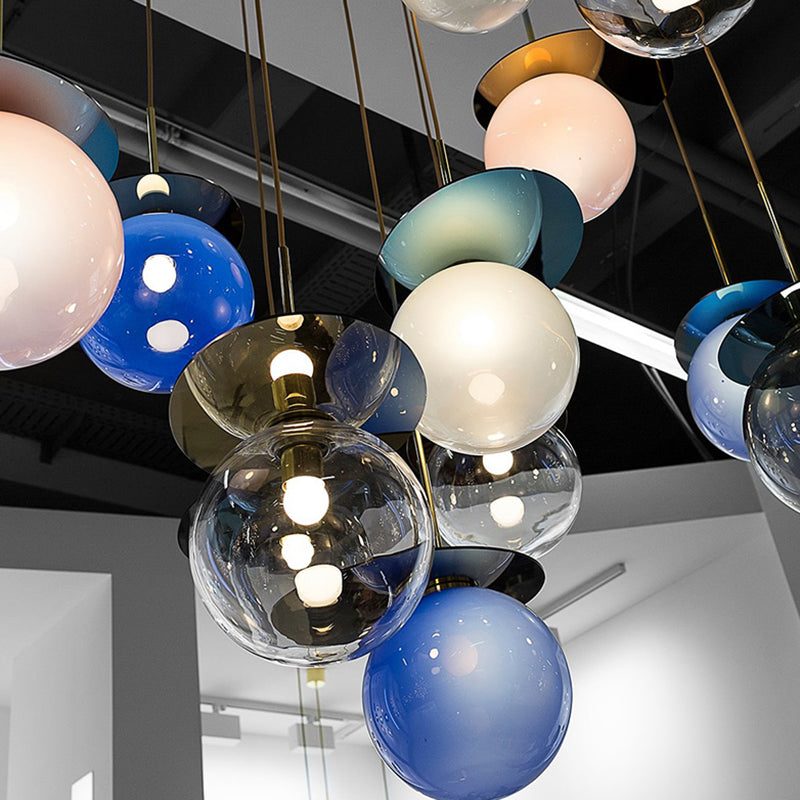 Global Shade Pendant Light Novelty Nordic Glass 1-Light Dining Room Suspension Light