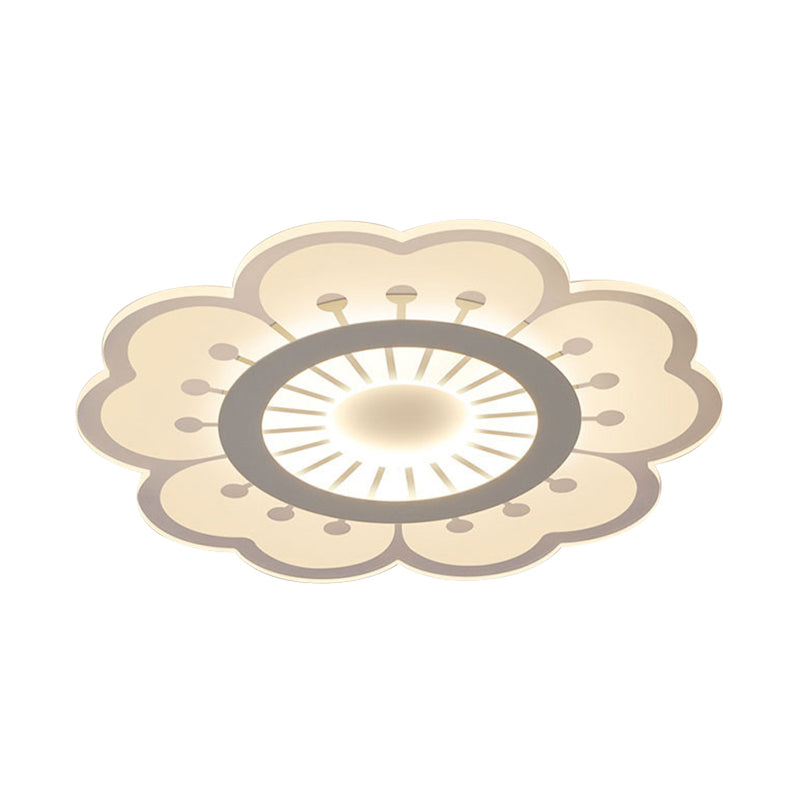 Flower Ceiling Fixture Contemporary Acrylic White 16.5"/20.5" Wide LED Flush Mount Lighting, Warm/White/3 Color Light