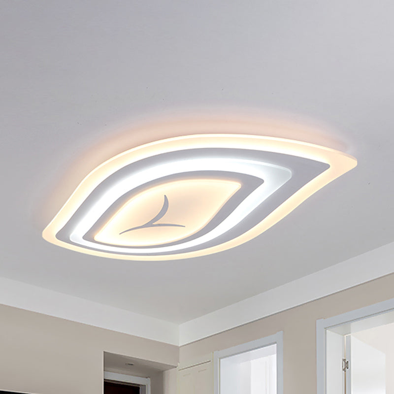 White Leaf Flush Mount Modern Acrylic 21.5"/25.5"/33.5" Wide LED Ceiling Light in Warm Light/White Light/Remote Control Stepless Dimming
