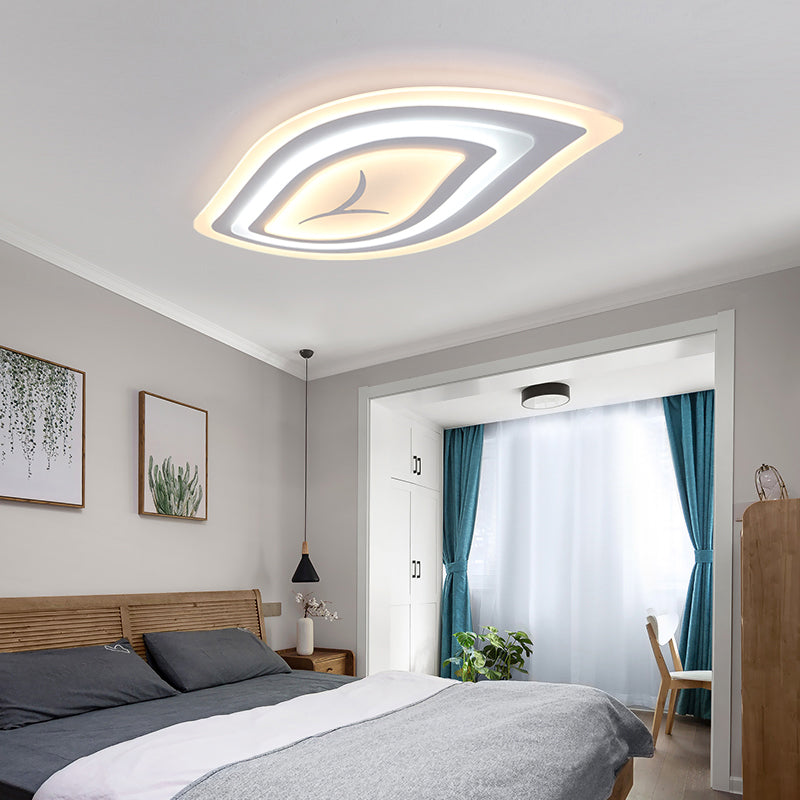 White Leaf Flush Mount Modern Acrylic 21.5"/25.5"/33.5" Wide LED Ceiling Light in Warm Light/White Light/Remote Control Stepless Dimming