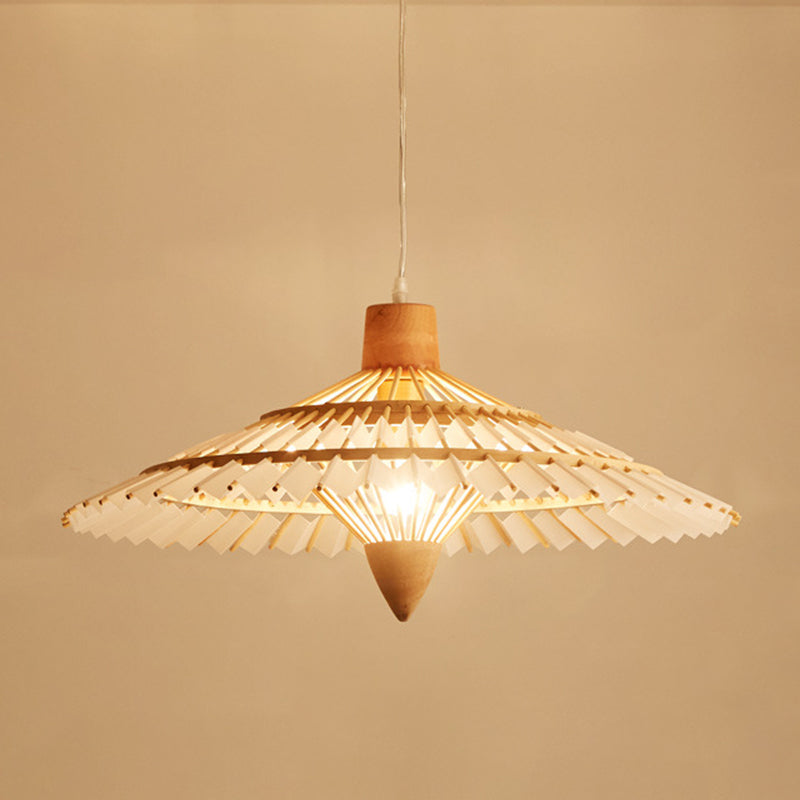 19.5"/23.5"/27.5" W Asia Umbrella Shaped Bamboo Ceiling Light 1 Light Pendant Lighting in White/Blue