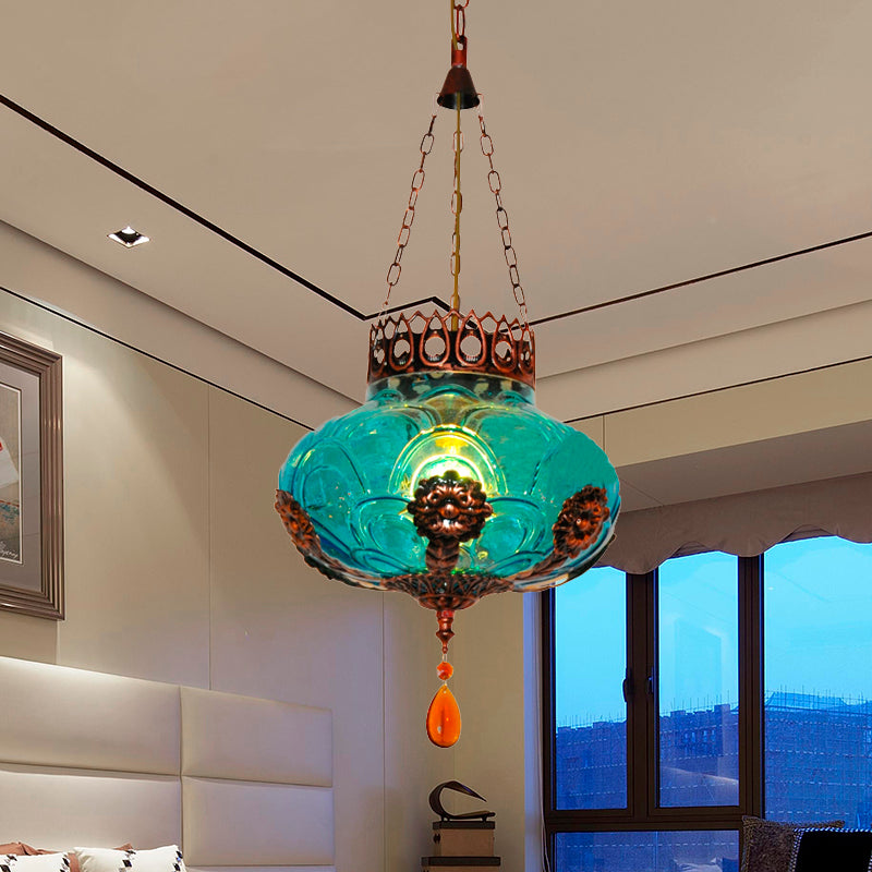 1 lámpara de luz colgante de luz lámpara de suspensión de vidrio de textura marroquí ovalada para comedor