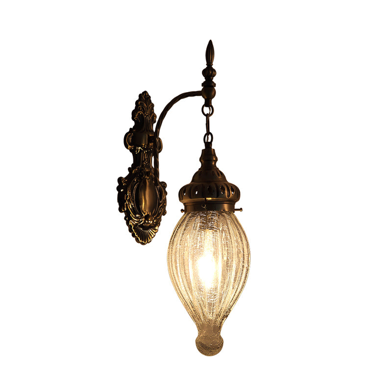 Globe/Oval Crackle Glaswand Lampe Vintage 1 Leichtes Esszimmer Leuchte in Bronze