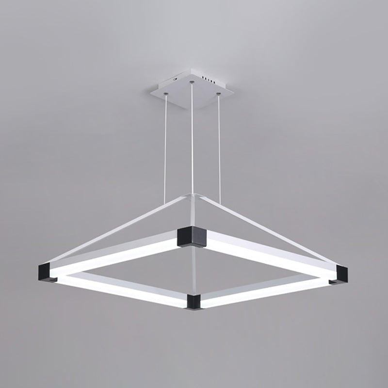Rhombus Pendant Light Fixture Modern Metal White/Coffee LED Hanging Chandelier in Warm/White Light, 18"/23.5"/31.5" Wide