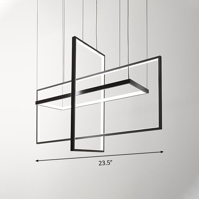 Rettangolo metallo a sospensione del soffitto semplice stile nero Luce isola a led in luce calda/bianca/naturale, larghe 23,5 "/31,5"/38 "