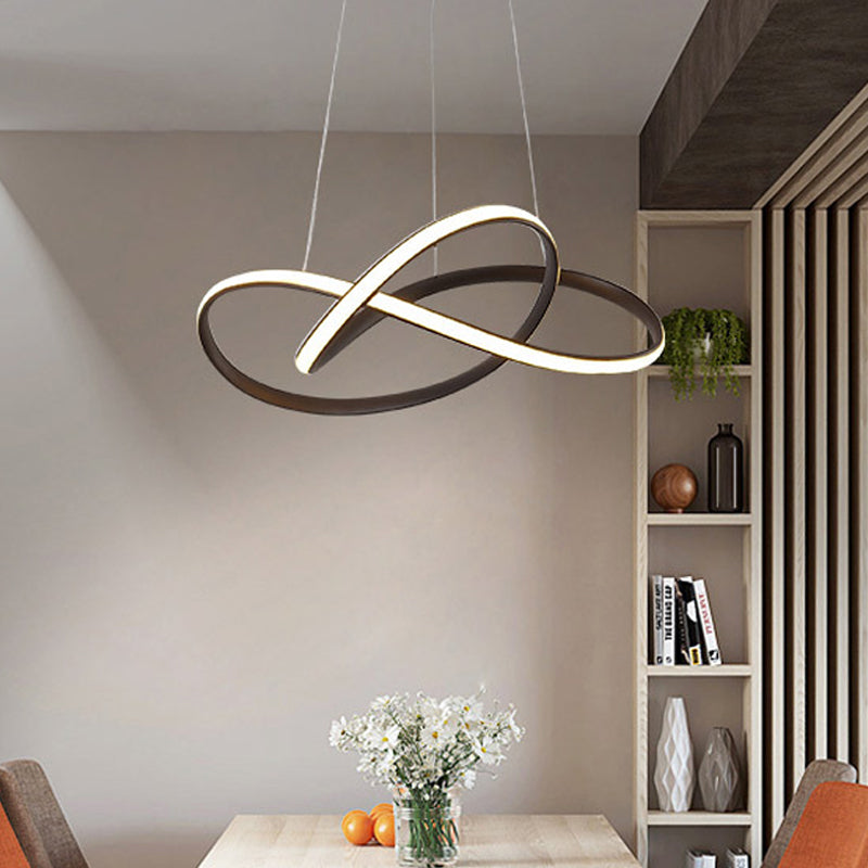 Acrylnahe Kurve hängende Kronleuchter leichter moderner Kaffee -LED -Leuchte -Leuchte, warmes/weißes Licht