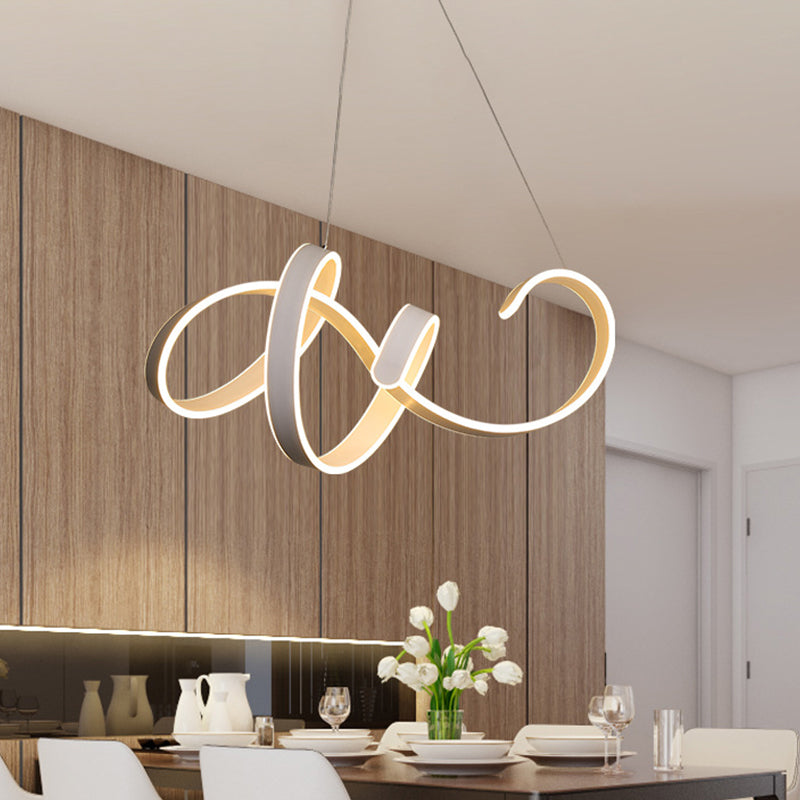 Acrylic Twist Ceiling Pendant Light Simple Style White LED Hanging Lamp Kit in Warm/White Light