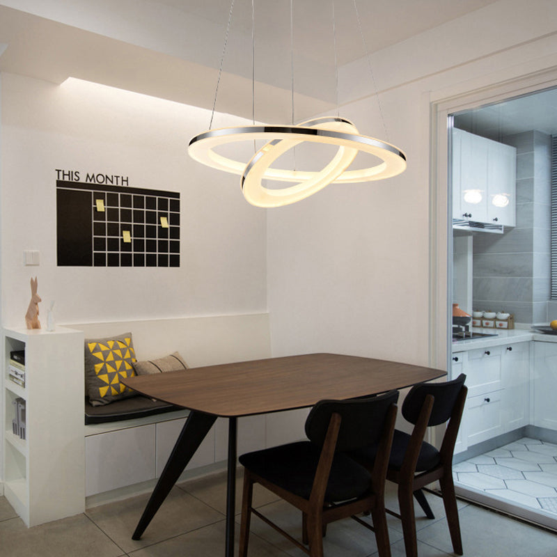 Luce il lampadario dell'orbita cromata Funzione Lampada a led a LED in metallo semplice in luce calda/bianca/naturale, larghezza 23,5 "/27,5" /31,5 "