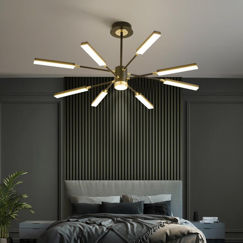 Sputnik Hanging Light Kit Modernism Metal 6/8 Heads Black Pendant Chandelier in Warm/White Light