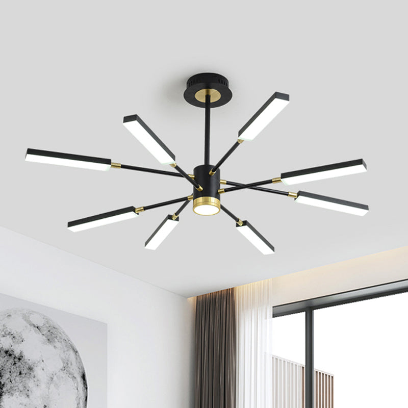 Sputnik Hanging Light Kit Modernism Metal 6/8 Heads Black Pendant Chandelier in Warm/White Light