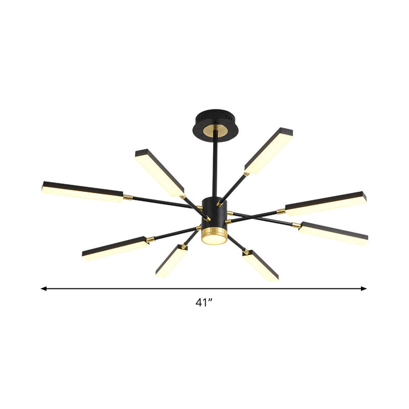 Sputnik Hanging Light Kit Modernism Metal 6/8 Heads Black Pendant Chandelier in Warm/White Light