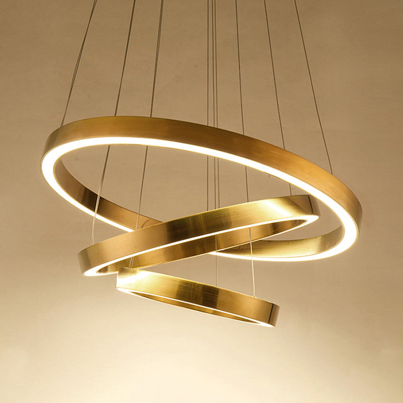 Ring kroonluchter licht postmodern metalen goud led hanger lichtkit voor woonkamer, warm/wit licht