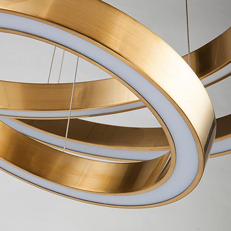 Ring kroonluchter licht postmodern metalen goud led hanger lichtkit voor woonkamer, warm/wit licht