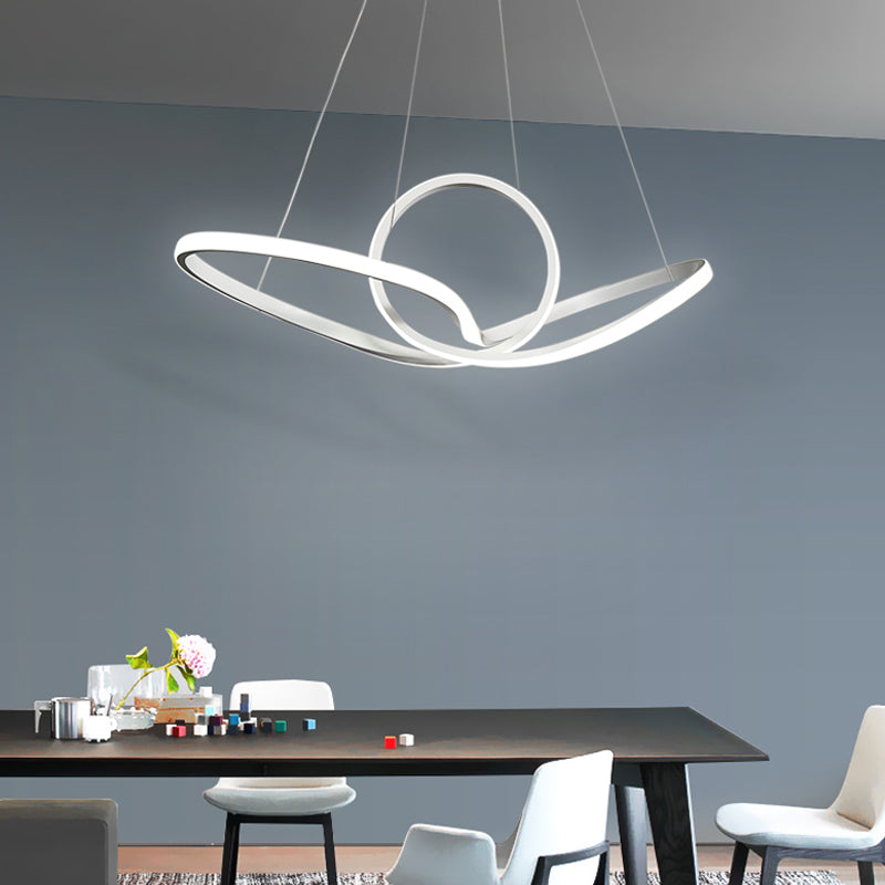 Curva senza cucitura acrilica Afferma del soffitto a sospensione Minimalista LED PENDANT LEDALIERE IN LUCE COLDA/BIANCA