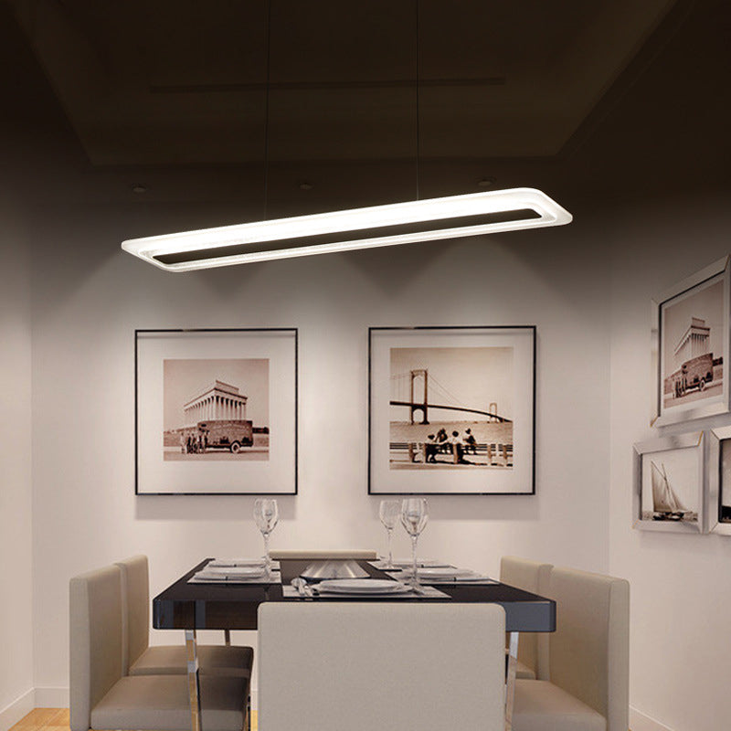 Black Panel Chandelier Light Fixture Simple Style Acrylic LED Hanging Lamp in Warm/White Light, 16"/23.5"/31.5" Wide