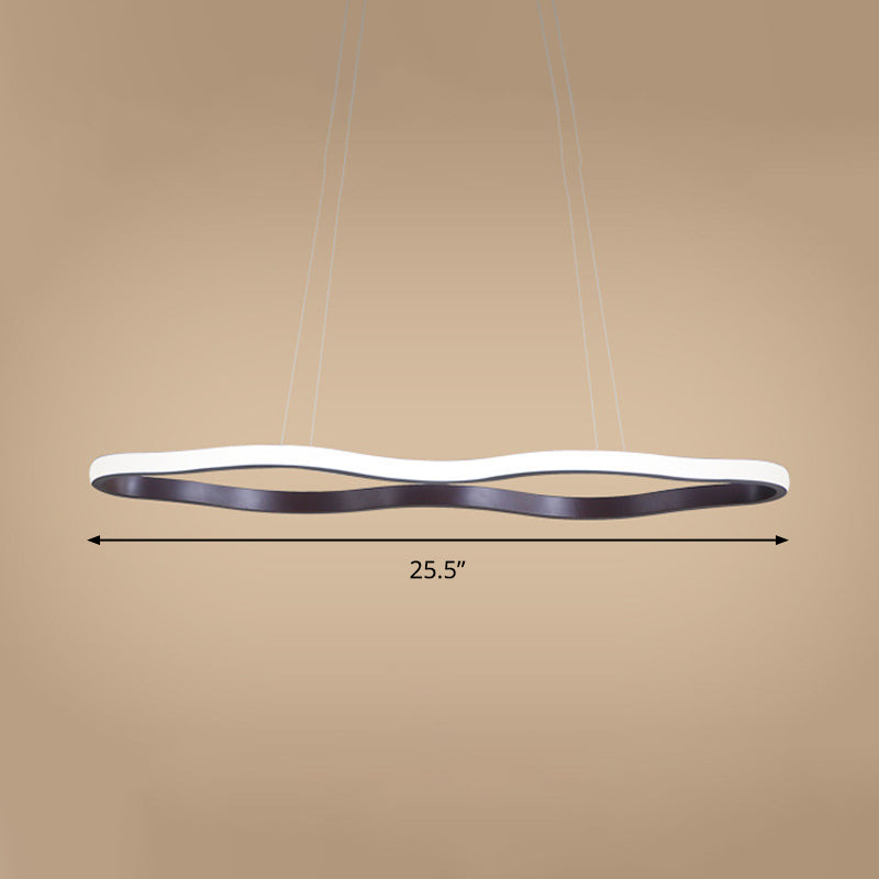 Wave Hanging Ceiling Light Modern Acrylic Coffee 23.5"/36.5"/47" Wide LED Suspension Light in Warm/White Light