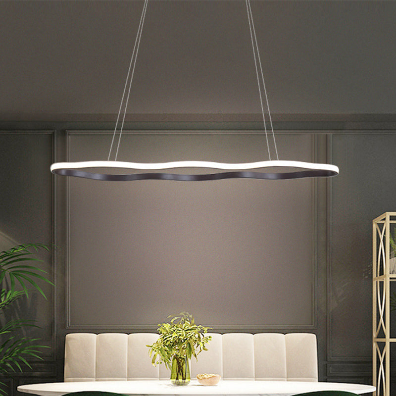 Wave Hanging Ceiling Light Modern Acrylic Coffee 23.5"/36.5"/47" Wide LED Suspension Light in Warm/White Light