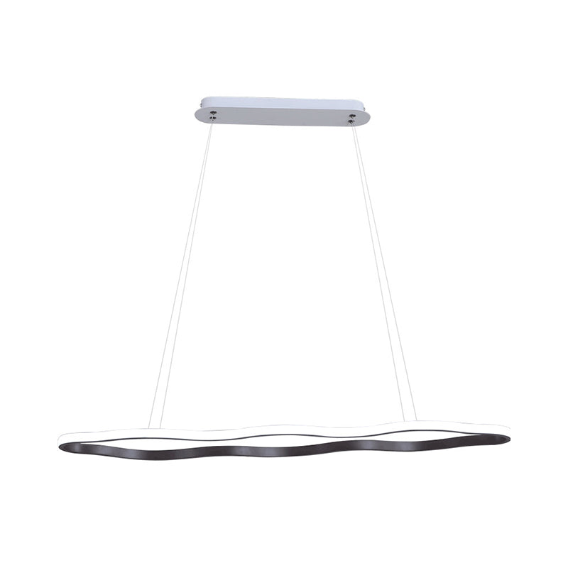Wave Hanging Ceiling Light Modern Acrylic Coffee 23.5"/36.5"/47" Wide LED Suspension Light in Warm/White Light