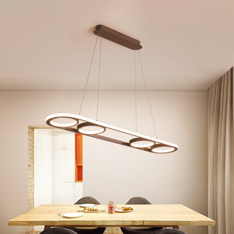 39 "/ 47" de large île métallique ovale Éclairage de plafond de café simple Plafond LED Light en lumière chaude / blanche