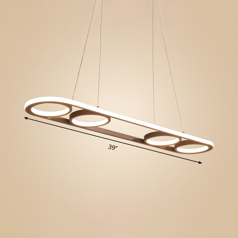 39 "/ 47" de large île métallique ovale Éclairage de plafond de café simple Plafond LED Light en lumière chaude / blanche