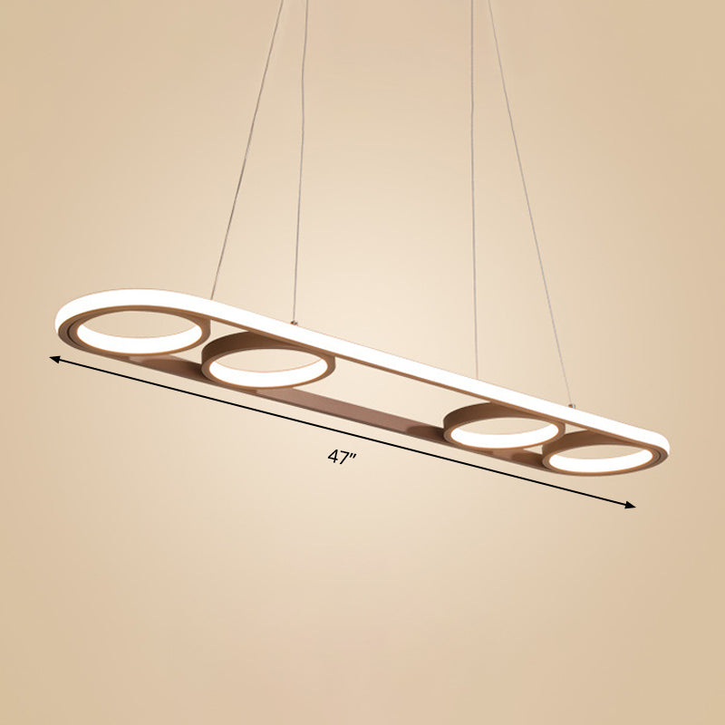 39 "/ 47" de large île métallique ovale Éclairage de plafond de café simple Plafond LED Light en lumière chaude / blanche
