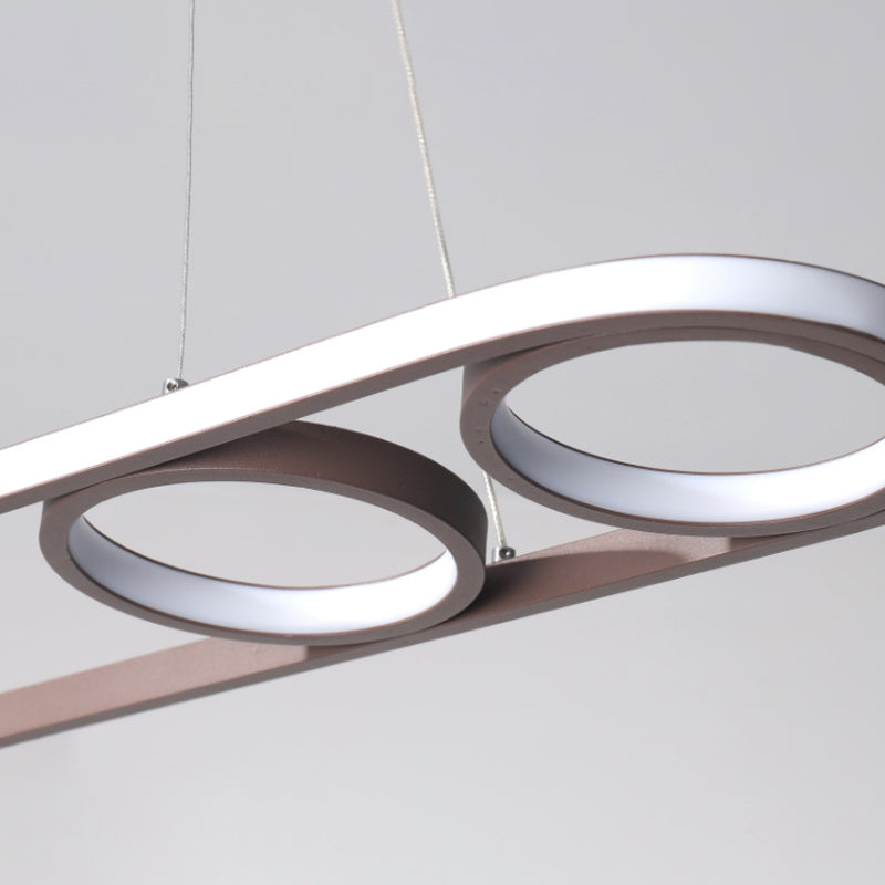 39 "/ 47" de large île métallique ovale Éclairage de plafond de café simple Plafond LED Light en lumière chaude / blanche