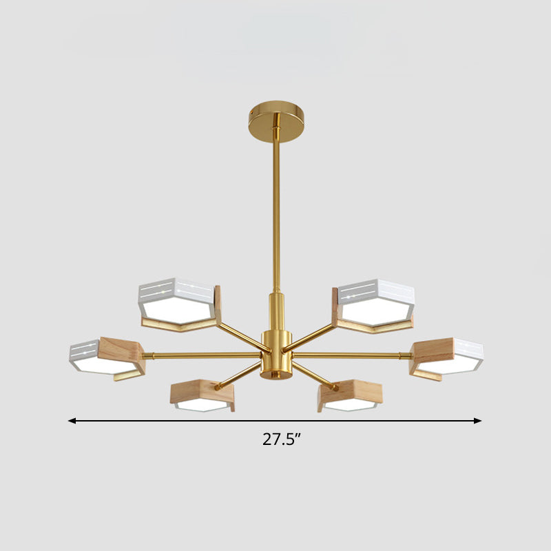 Gold Hexagon Anhänger Beleuchtung zeitgenössisches Metall 6/8 Lichter Gold Deckenkraut, warmes/weißes Licht