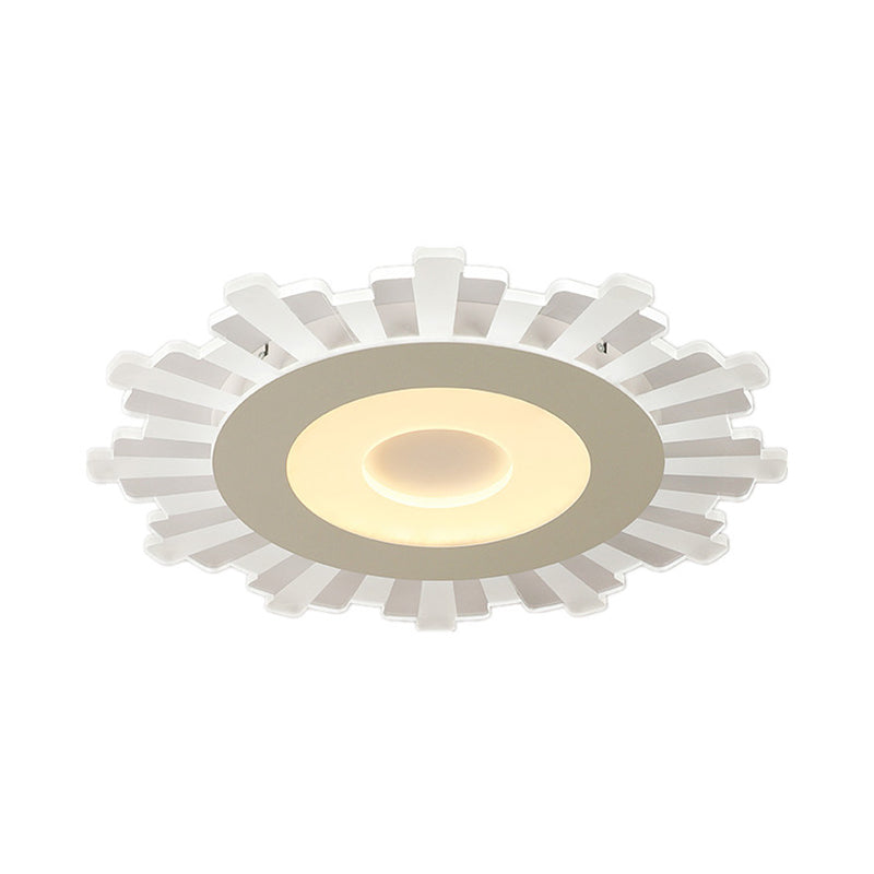 Acrylic Sun Ceiling Fixture Minimalist White 16.5"/20.5"/24.5" Wide LED Flush Mount Light, Warm/White/Inner Warm Outer White Light
