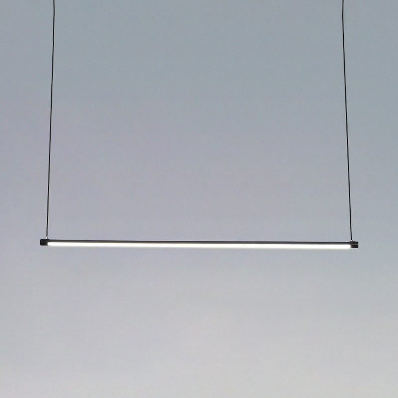 Ultra Slim Tube Island Lighting Modernity Metal LED Office Hanging Lamp in Black, Warm/White/Natural Light