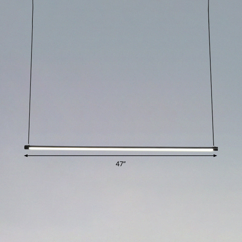 Ultra Slim Tube Island Lighting Modernity Metal LED Office Hanging Lamp in Black, Warm/White/Natural Light